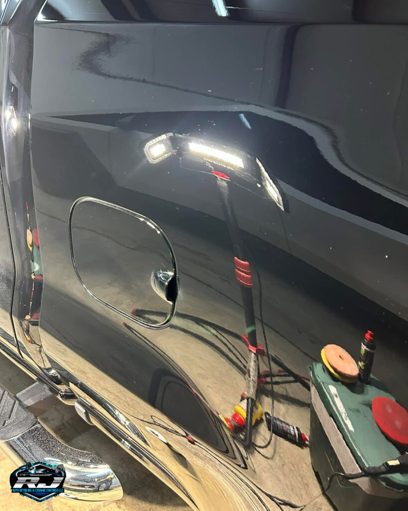 2022 Chevy Silverado Black Ceramic Coating - Driver Bed Shine after Polishing